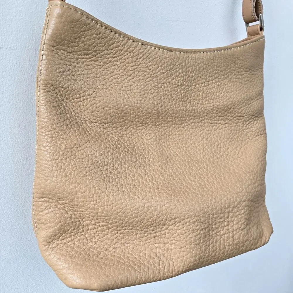 Coach Vintage Hudson Pebbled Leather Crossbody Purse Beige Neutral Bag Bullseye